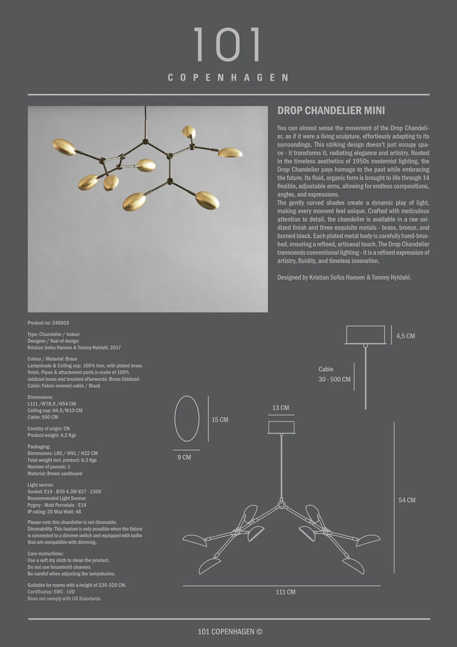 Drop Chandelier Mini - Brass (5m)
