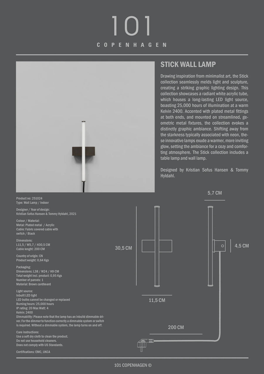 Stick Wall Light Bronze by 101 Copenhagen | Spacio
