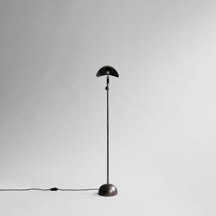 Black floor lamp on a white background