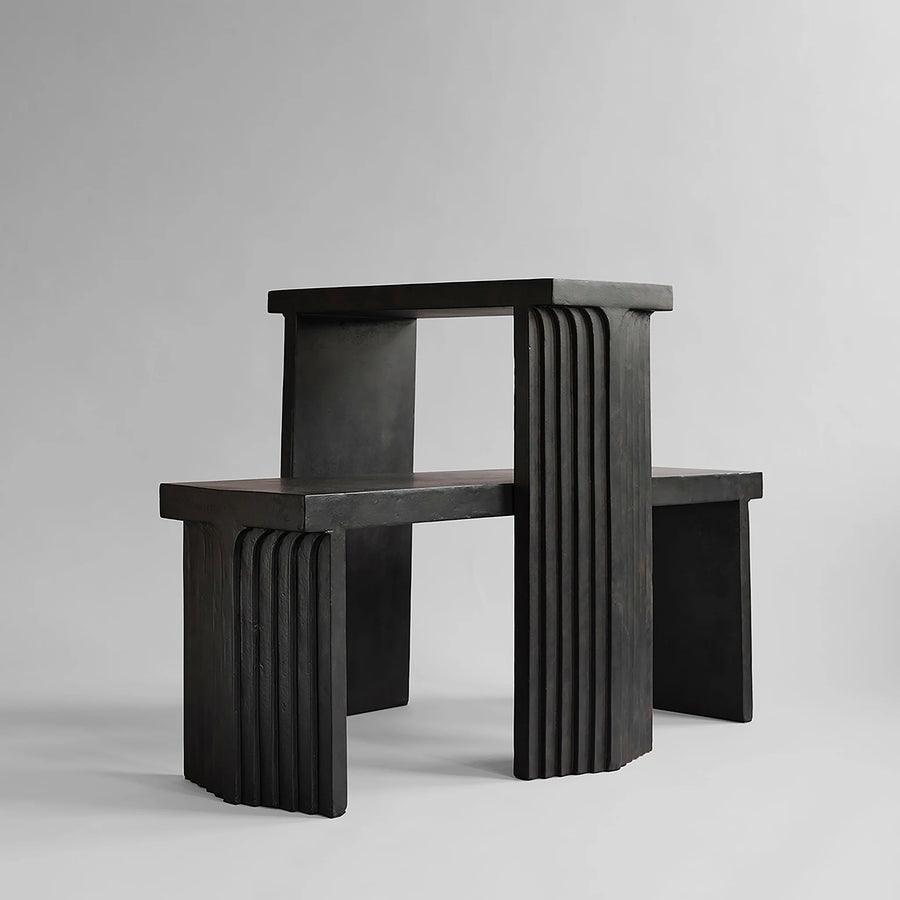 Pair of Fibre concrete and calacatta marble top console from 101 Copenhagen at Spacio retail stores in Mumbai & Kolkata. 