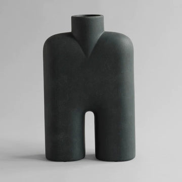 A quirky 101Cph Cobra Tall Hexa Black 211030 vase on a white background.