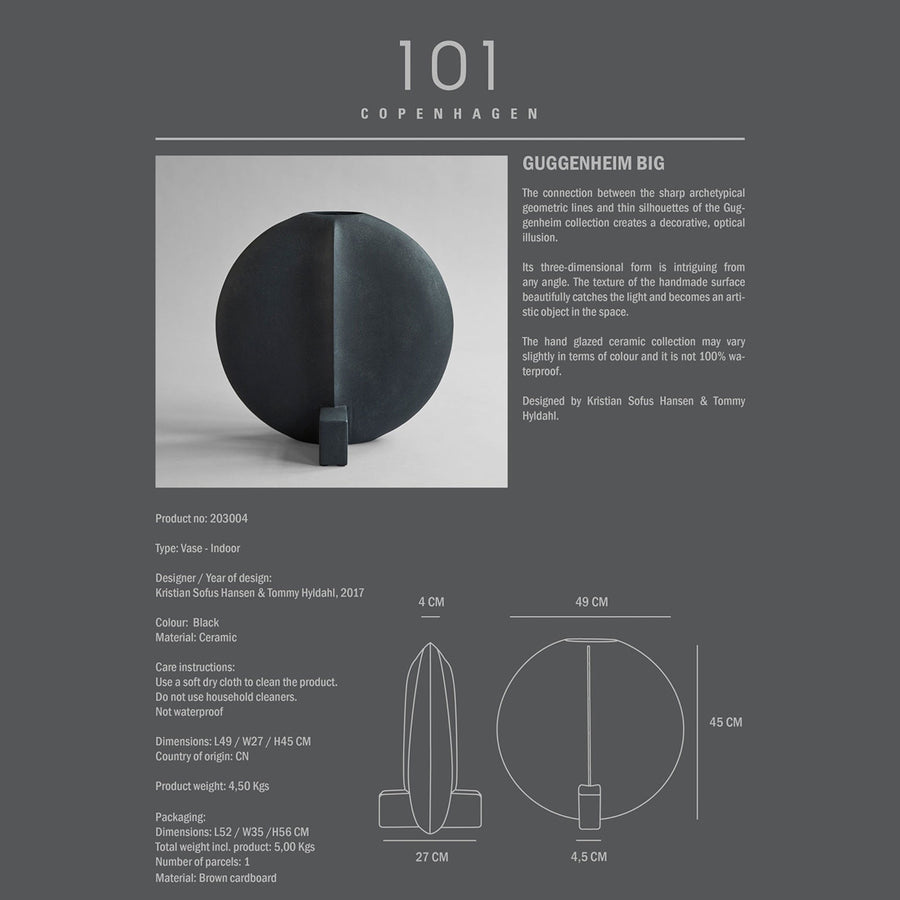 A 101Cph Guggenheim Big Black 203004 poster, from the brand 101 Copenhagen, with a diagram of a circular object, perfect for interior settings.