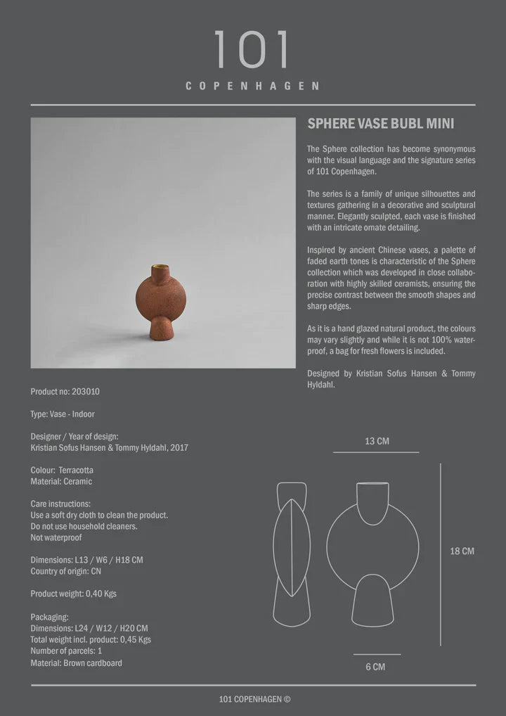 An image of a 101Cph Sphere Bubl Mini Terracotta 203010 by 101 Copenhagen.