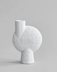 A decorative 101Cph Sphere Bubl Shisen Big B White 231013 vase on a grey background with a Bone White finish.