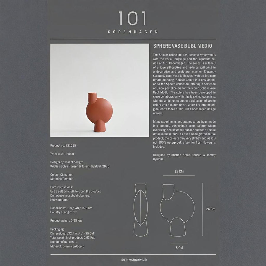 An image of the 101Cph Sphere Vase Bubl Medio Mint 221038 (Limited Edition), a 101 Copenhagen vase with a design on it.