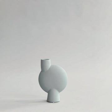 A small grey 101Cph Sphere Vase Bubl Medio Mint 221038 (Limited Edition) from the Sphere collection by the Scandinavian brand, 101 Copenhagen, on a white background.