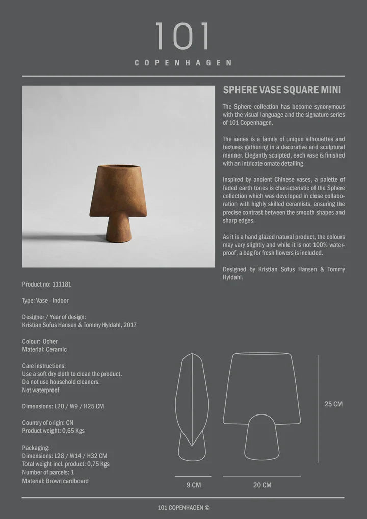 101 Copenhagen brand brings you a 101Cph Sphere Vase Square Mini Ocher 111181 wooden lamp.