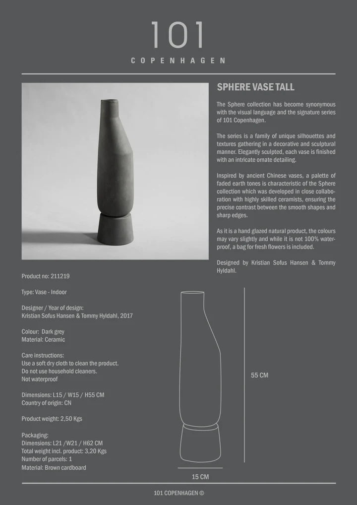 Detail description of 211219 design ceramic vase in coffee colour from 101 Copenhagen. Available at Spacio India