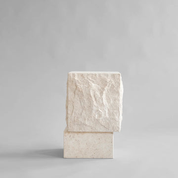Tall limestone plinth from 101 Copenhagen at Spacio retail stores in Mumbai & Kolkata. 