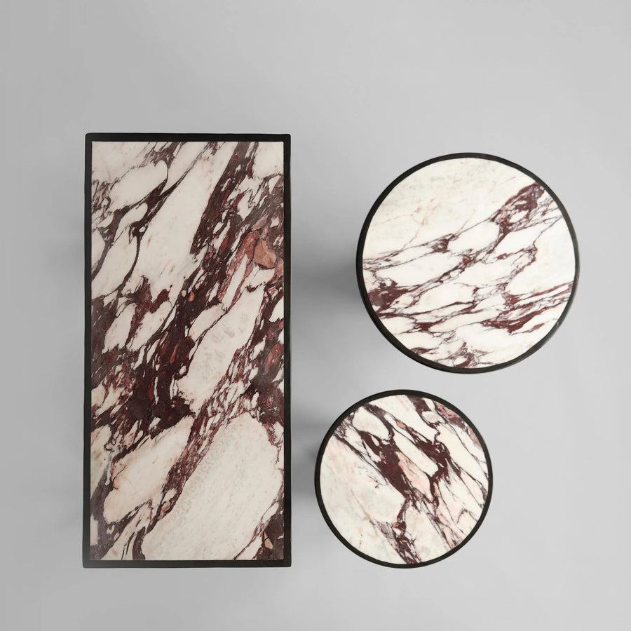 Calacatta marble top coffee table and side table from 101 Copenhagen at Spacio retail stores in Mumbai & Kolkata. 