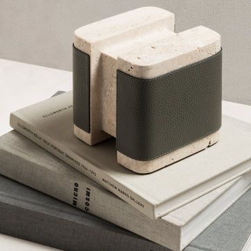 Giobagnara Lloyd Leather and Marble Bookend