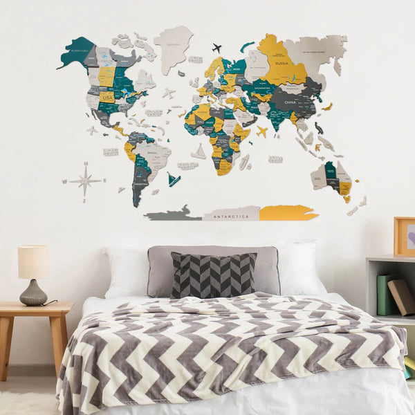 Coloured Country 3D World Map