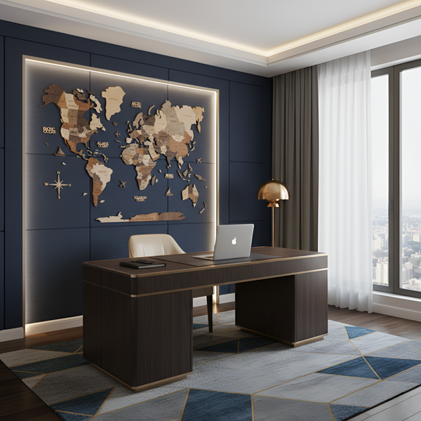 Multicolour Multilayered World Map