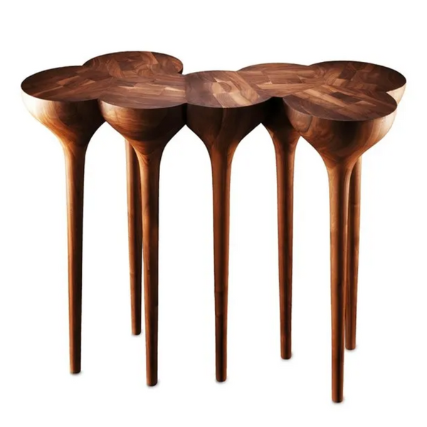 An Agrippa Esgrimas Console table with simple shapes, naturalistic concept.