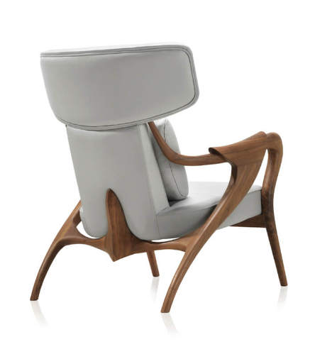 The Agrippa Isadora lounge chair, featuring a wooden frame, combines modern style with Nordic design influences.