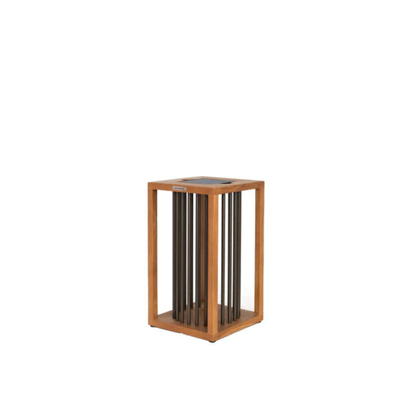 Wooden solar lantern on a white background