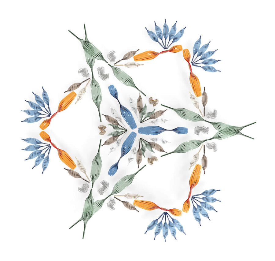 Composition made with colourful Alyssa elements from Italamp's Kaleido collection available at Spacio in India. 