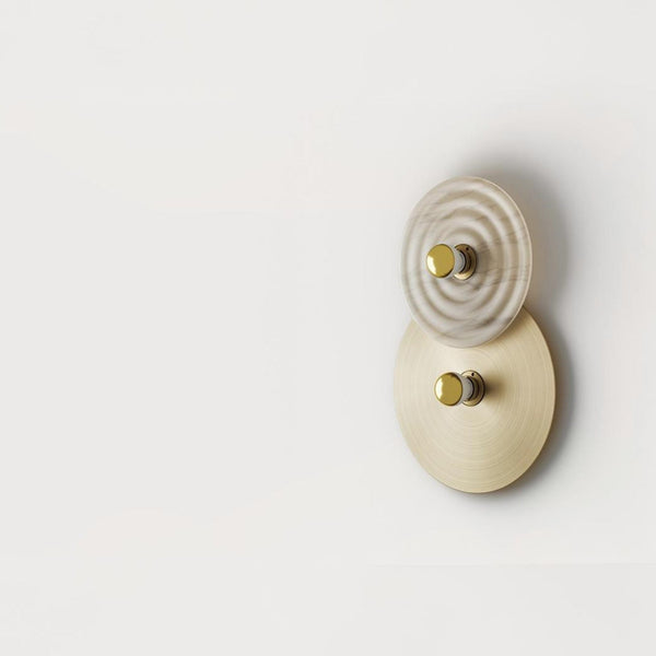 2 rounds discs wall light in marble and metal finish