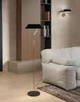 A modern theme living room with floor lamp and wall lamp from Aromas Del Campo available at Spacio retail stores in Mumbai & Kolkata. 