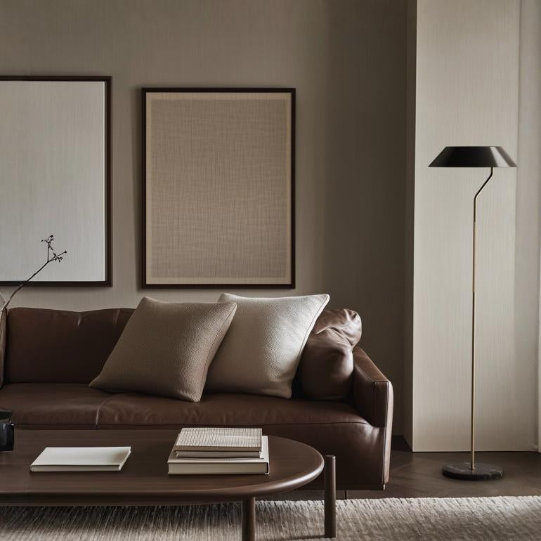 A modern theme living room with floor lamp from Aromas Del Campo available at Spacio retail stores in Mumbai & Kolkata. 