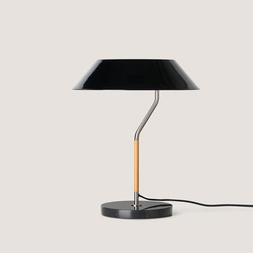A modern design table lamp in black metal , marble base and wooden finish from Aromas Del Campo available at Spacio retail stores in Mumbai & Kolkata. 
