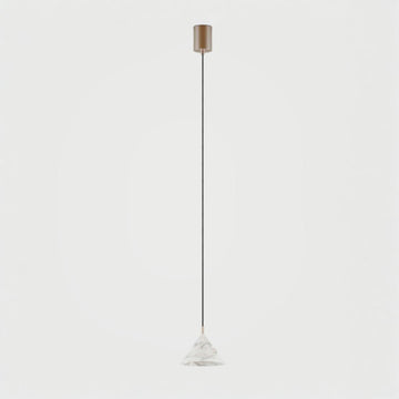 A pendant lamp hanging from ceiling with in brass and white marble from Aromas Del Campo available at Spacio retail stores in Mumbai & Kolkata. 
