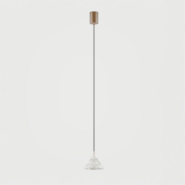 A pendant lamp hanging from ceiling with in brass and white marble from Aromas Del Campo available at Spacio retail stores in Mumbai & Kolkata. 