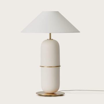 A modern design table lamp with brass detailing from Aromas Del Campo available at Spacio retail stores in Mumbai & Kolkata. 