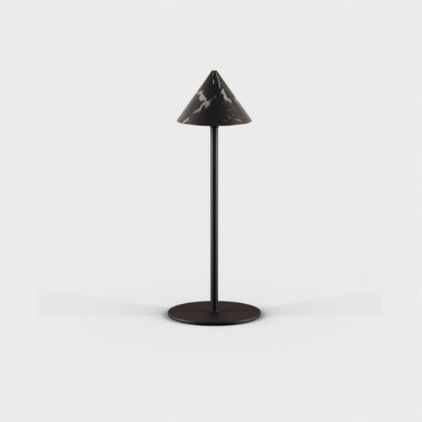 Black cone-shaped lamp on a white background from Aromas Del Campo available at Spacio retail stores in Mumbai & Kolkata. 