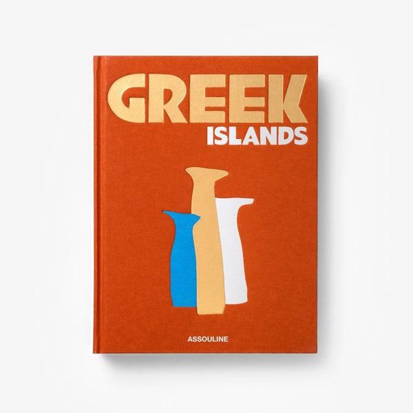 Front view of Assouline's Greek Islands luxury coffee table book highlighting elegant artwork cover design, available at Spacio India.
