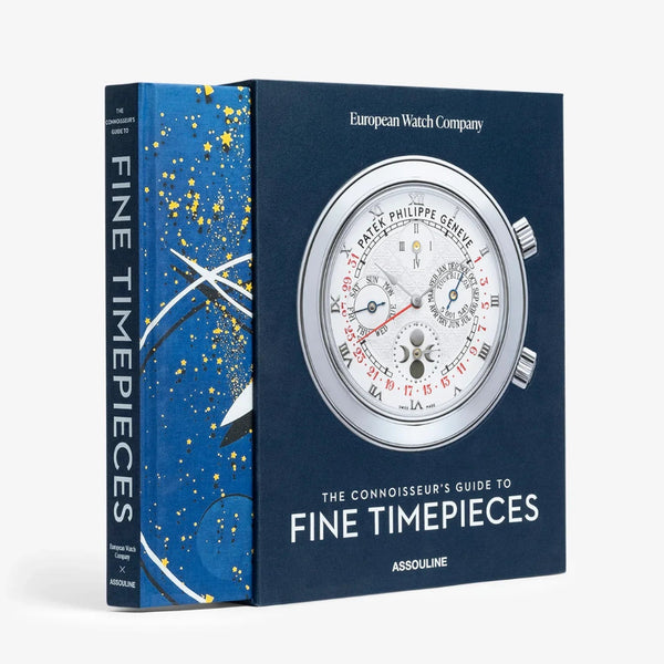 Assouline Luxury Watch Coffee Table Book 'The Connoisseur's Guide to Fine Timepieces', featuring cover and slipcase with Patek Philippe watch illustration, exclusively available at Spacio India.
