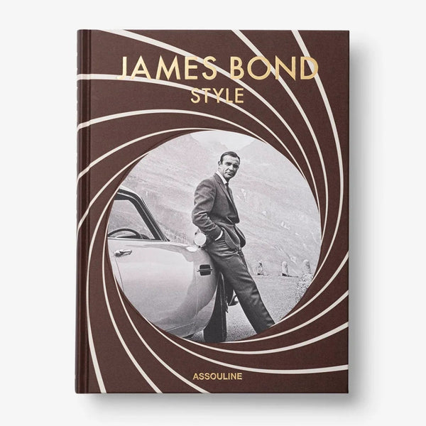 Book cover of 'James Bond Style' by Assouline with a vintage photo of a man in a suit.
