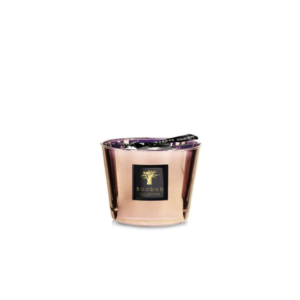 Baobab Stones Lazuli Candle Max 10 in blue and ivory glass, available at Spacio India - luxury scented candle with sea salt and musk fragrance.