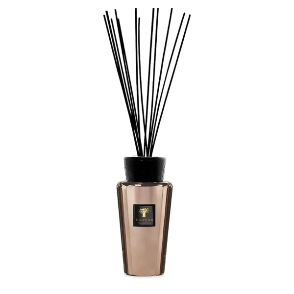 Baobab Cyprium Diffuser 500ml with black diffuser sticks in an elegant metallic copper glass bottle by Baobab Collection, available at Spacio India.
