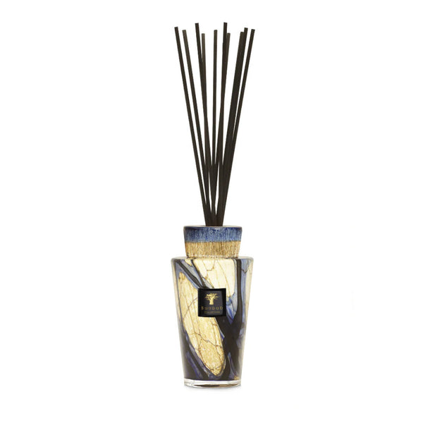 Baobab Stones Lazuli Diffuser Totem 2L in hand-blown glass featuring deep blue and gold tones, available at Spacio India retail stores and online.