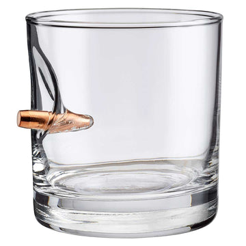 Clear glass tumbler with a bullet on a white background from the American Brand Benshot, available at Spacio retail stores in Mumbai & Kolkata. 