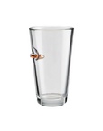 Clear beer pint glass with a bullet on a white background from the American brand Benshot available at Spacio retail stores in Mumbai & Kolkata. 