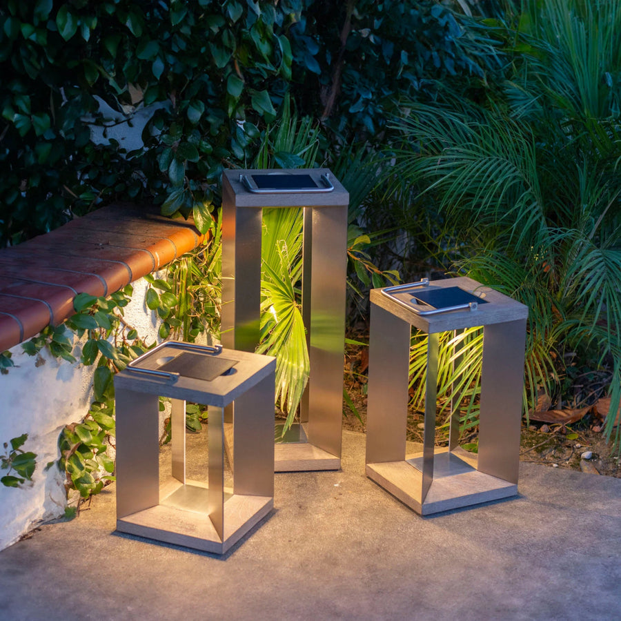 Blade 14 Stainless Steel Solar Light Lantern by Les Jardins | Spacio
