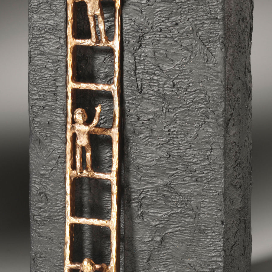 A Butzon Bercker Sculpture Aspire to the Top of a ladder with motivated people climbing it.