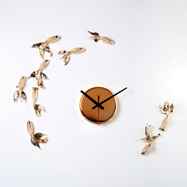 Goldfish Black Gold Wall Clock (Limited Edition)