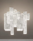 Modern chandelier hanging from a ceiling