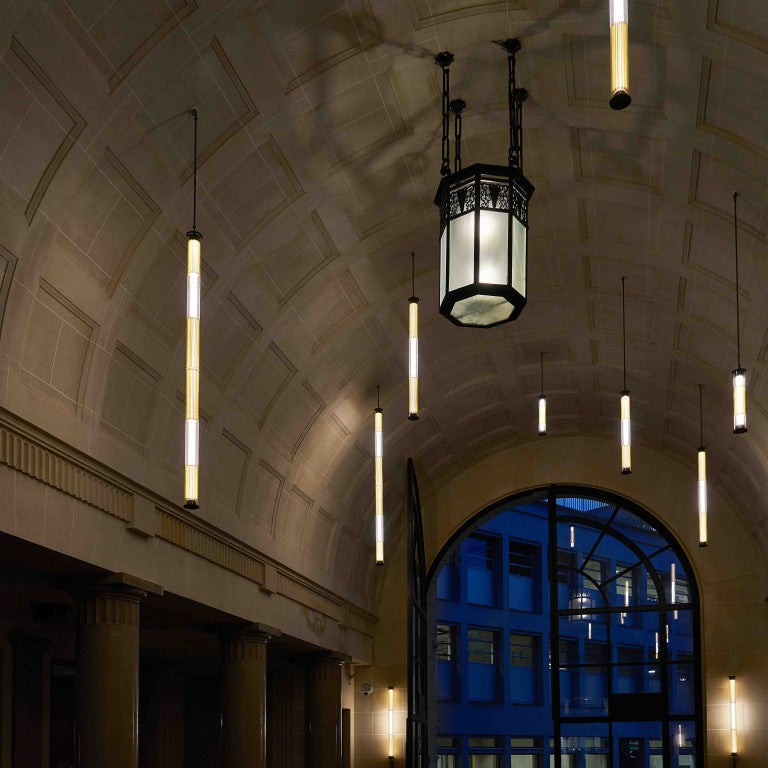 Multiple In the tube vertical lights in a passage