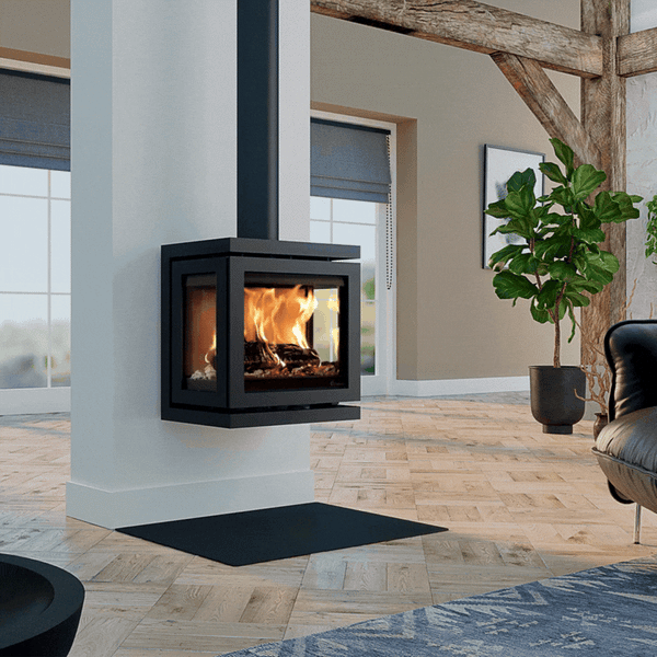 Vida Triple wood burning fireplace by Dru available at Spacio in India. 