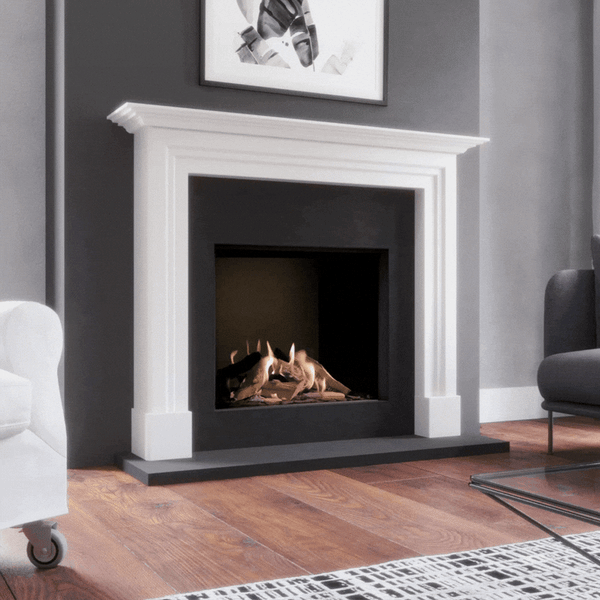 Modern Gas fireplace in a luxury living room