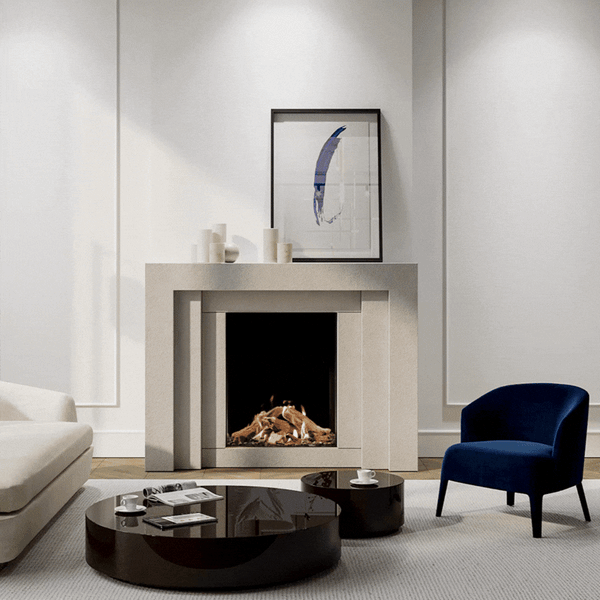 Maestro 60 tall indoor gas fireplace by Dru available at Spacio in India