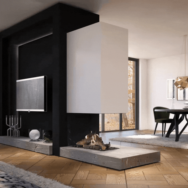 Maestro 75XTU indoor gas fireplace by Dru available at Spacio in India