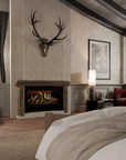 Holographic fireplace in a vintage interior setting