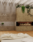 Holographic fireplace in a luxury spa