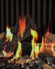 Closeup view of holographic fireplace