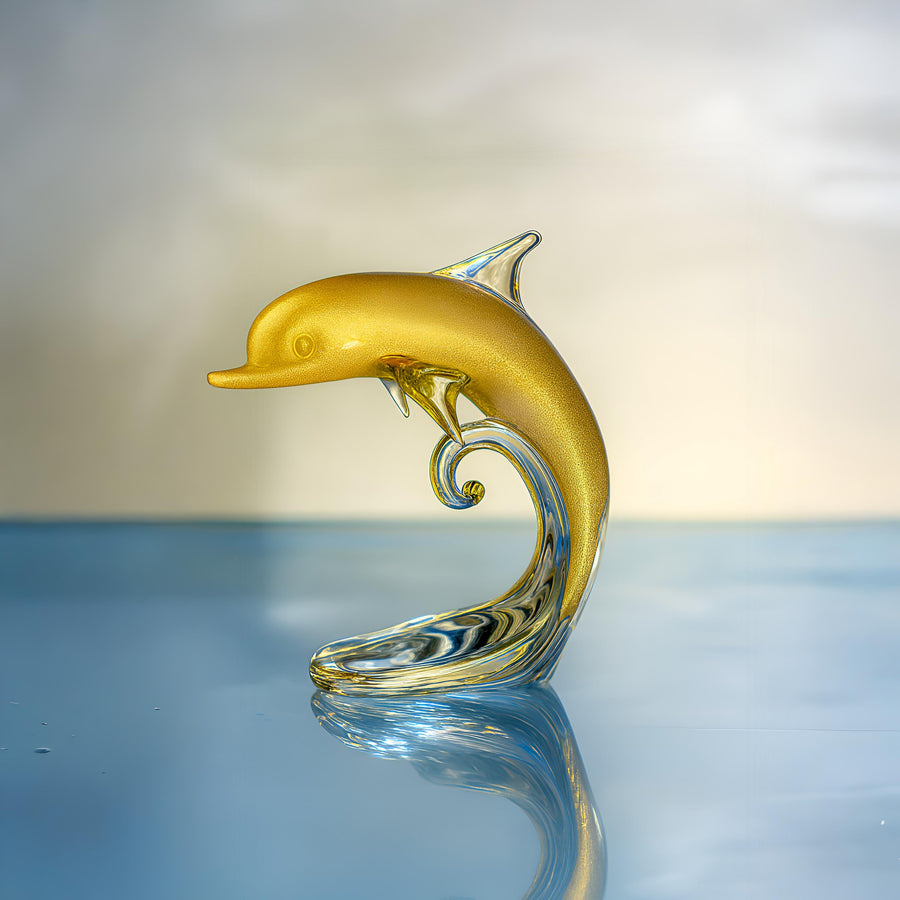 Dolphin Baby On The Wave Gold